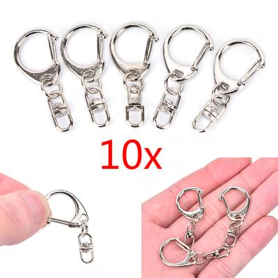 Diy Polished Silver Key Clasp Split Ring Short Chain Key Ring