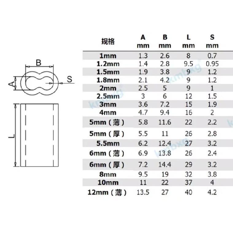 1000 pieces M1/M1.2/M1.5  Aluminum Ferrules wire rope aluminum ferrules sleeve