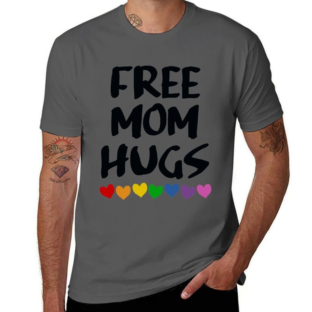 FREE MOM HUGS TShirt Comfortable Basic Crew Neck Tee