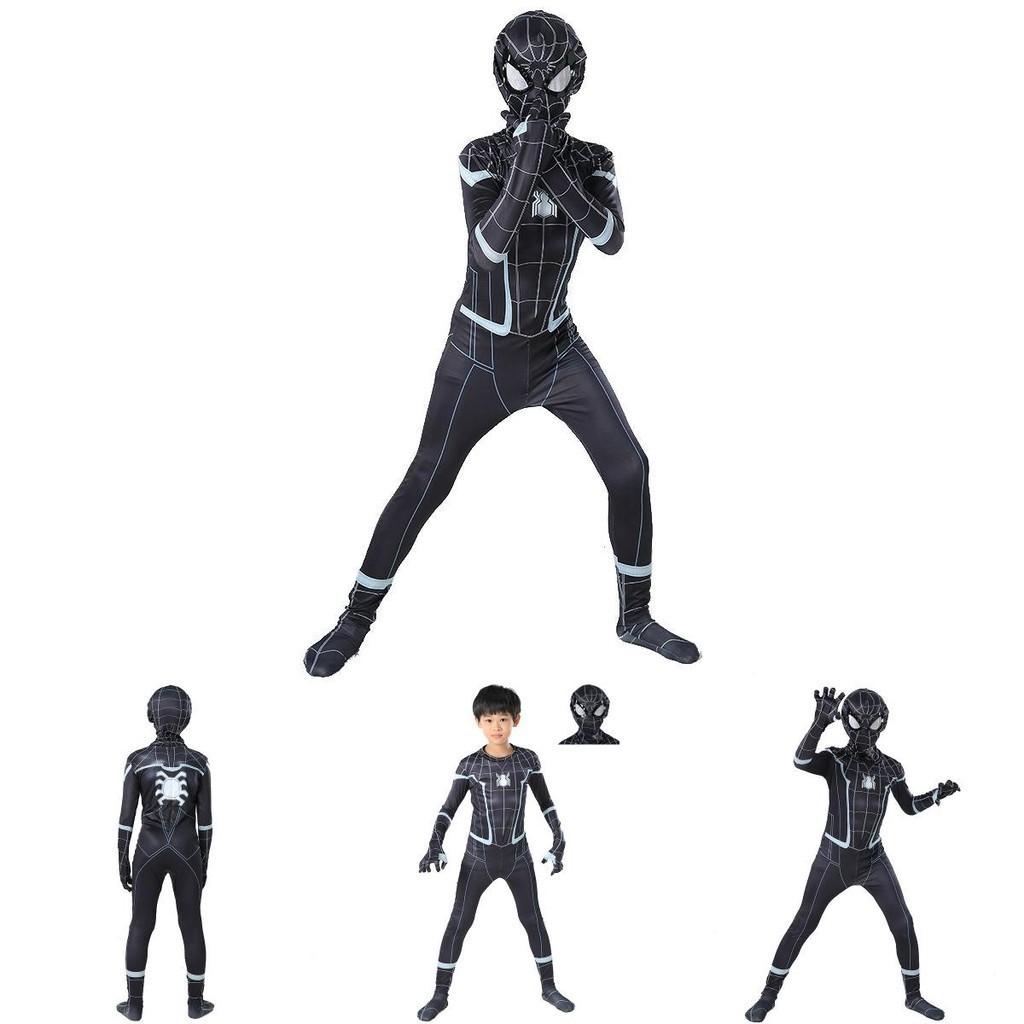 Stunning Black Spider-man Homecoming Cosplay Costume With Breathable Material For Kids And Adults