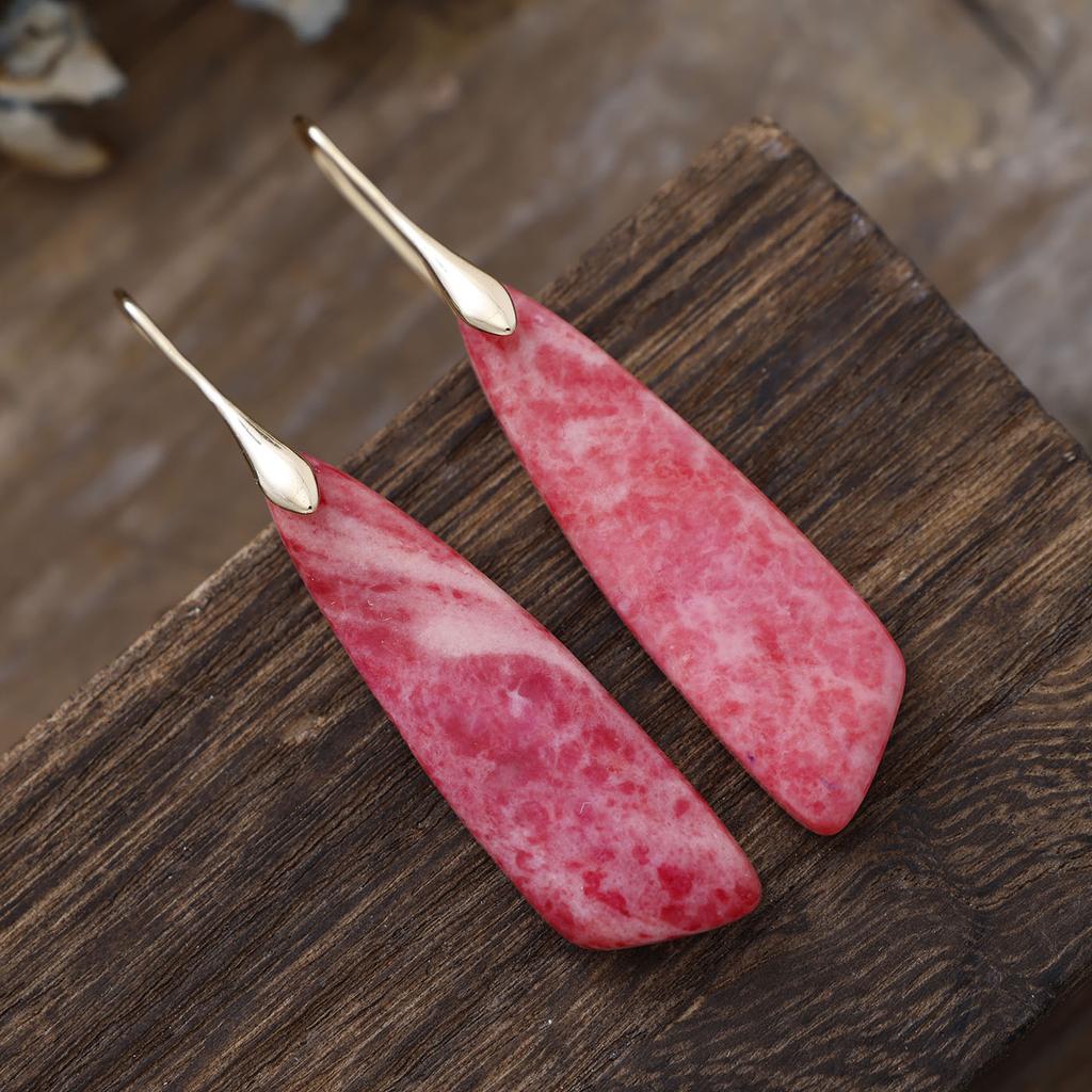 Luxury New Bohemian Natural Stone Knife Pendant Earrings European and American Popular Ins Jewelry Jewelry