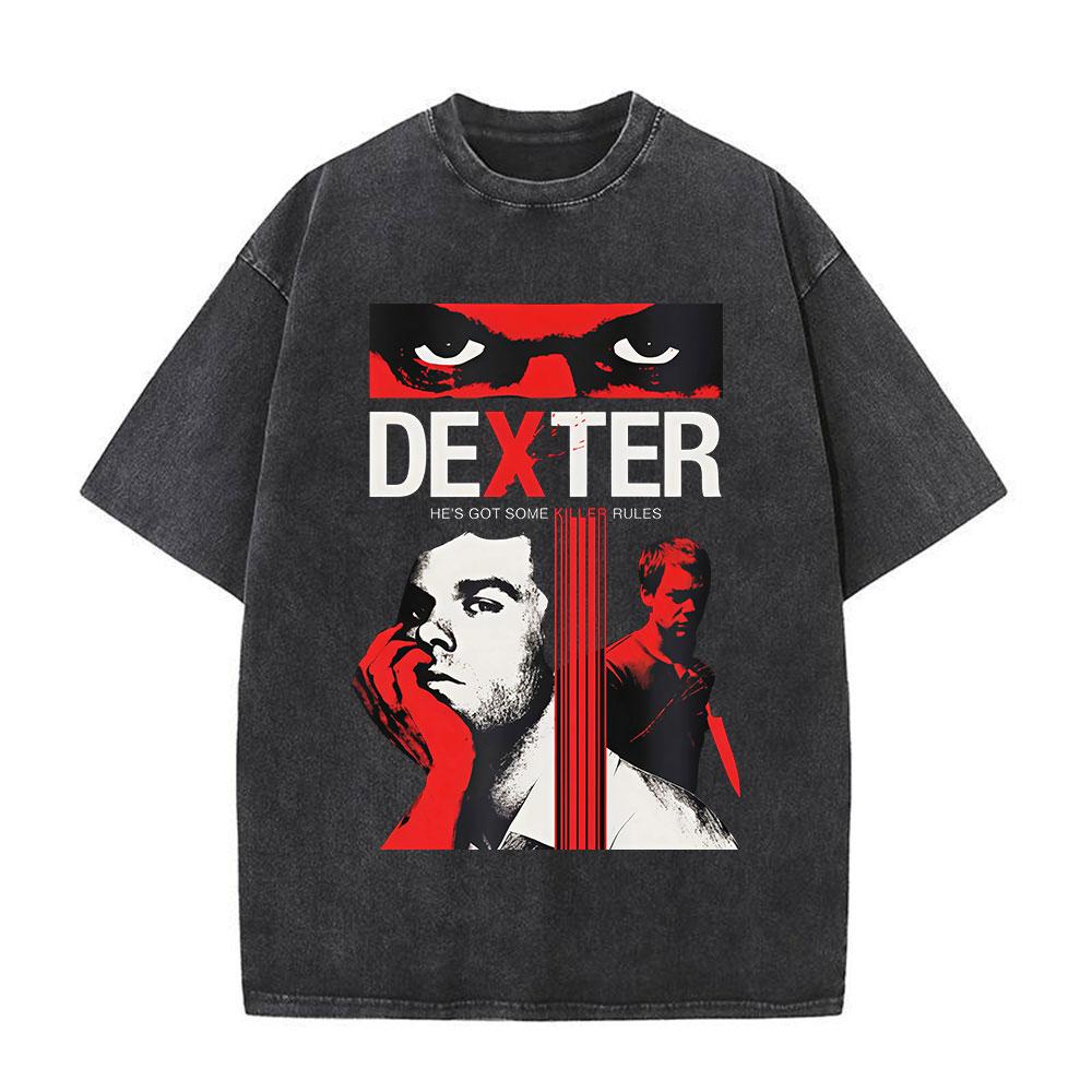 Tv Play Washed Vintage Dexter Morgan Graphic Tshirts Mens Women Clothing Casual Short Sleeve T Shirts Fashion Gothic Tshirt