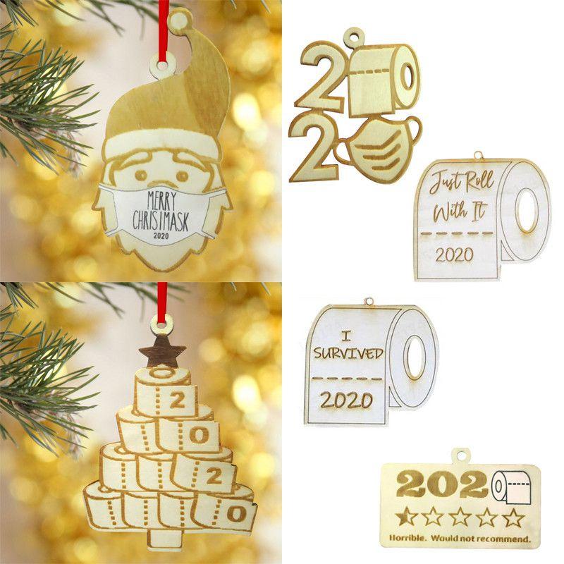 Charming Wooden 2020 Christmas Toilet Paper Santa Claus Quarantine Decoration