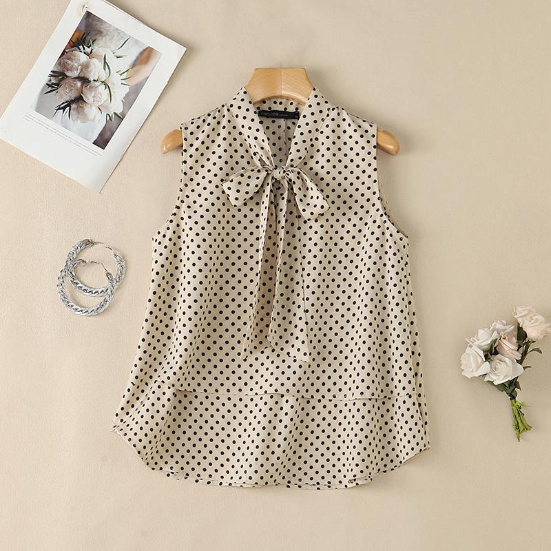 ZANZEA Women Casual Round Neck Loose Sleeveless Polka Dot Print Tank Tops