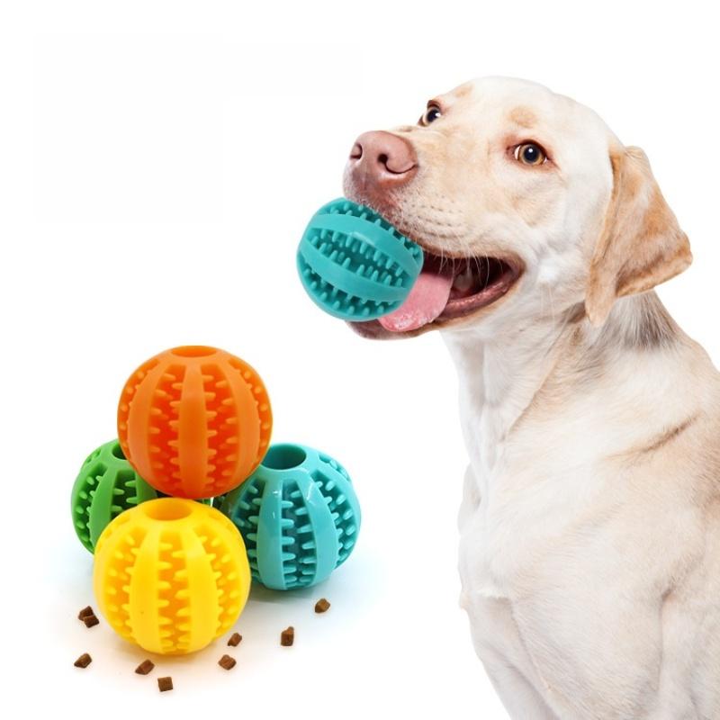 Natural Rubber Pet Dog Toys Dog Chew Toys Tooth Cleaning Treat Ball Extra-tough Interactive Elasticity Ball for Pet Products