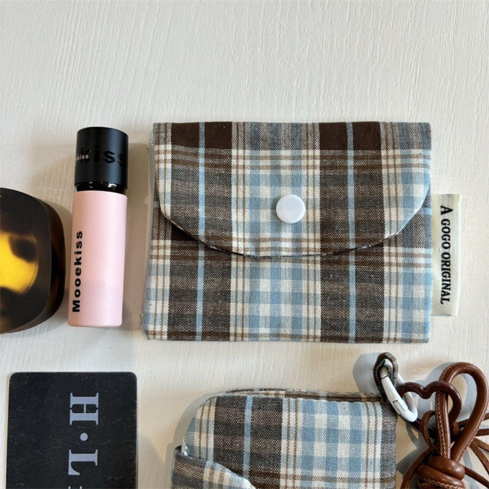 Zipper Purse Mini Cash Wallet Korean Style Cloth Envelope Wallets Retro Plaid Coin Purse  Women