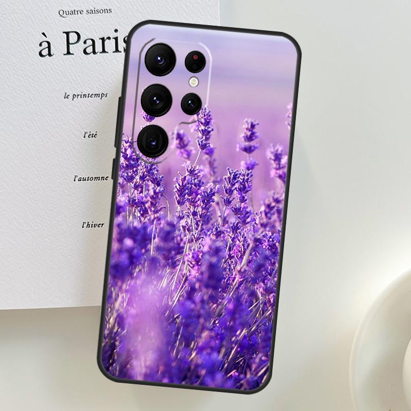 Lavender Purple Flowers Case For Samsung Galaxy S26 Ultra S25 S24 S23 S21 S22 Ultra S10 S20 Plus S25 FE Phone Cover