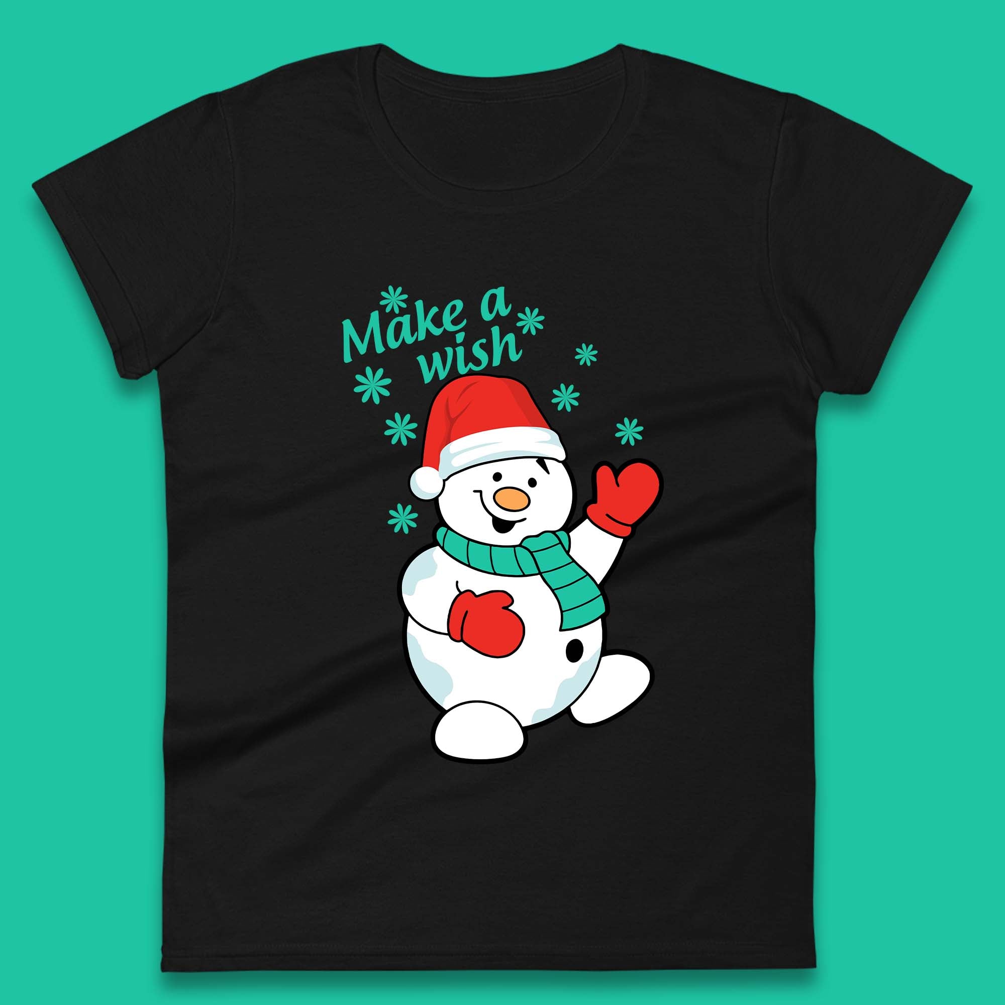 

Make A Wish Snowman Christmas Womens T-Shirt Mens Tops Tees Unisex M