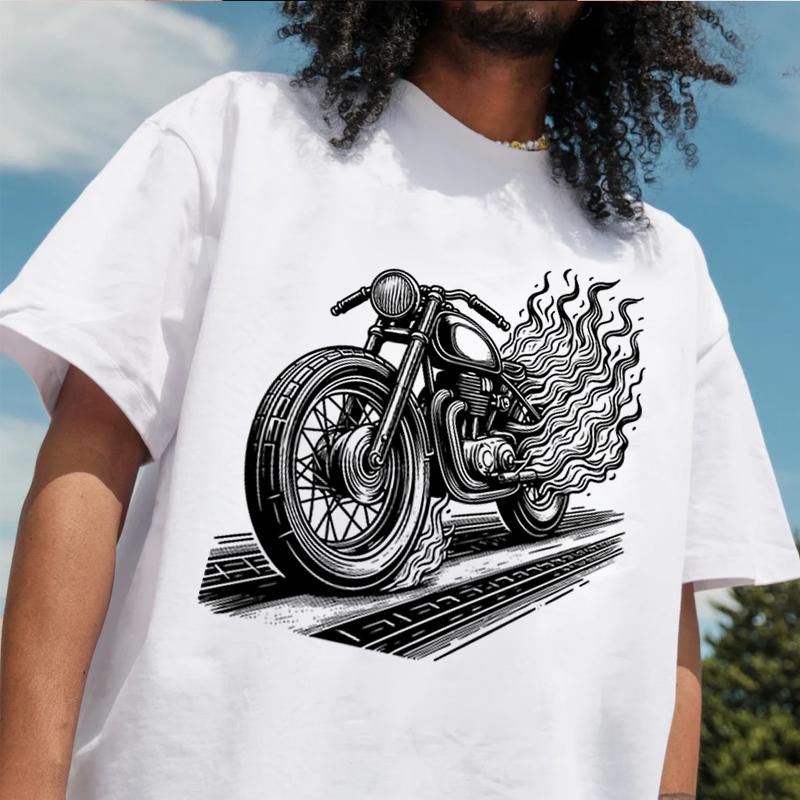 Motorcycle Burnout Intense Smoke Tshirt 100 Cotton ONeck T Shirt Short Sleeve Casual Mens Tshirt Top Tees