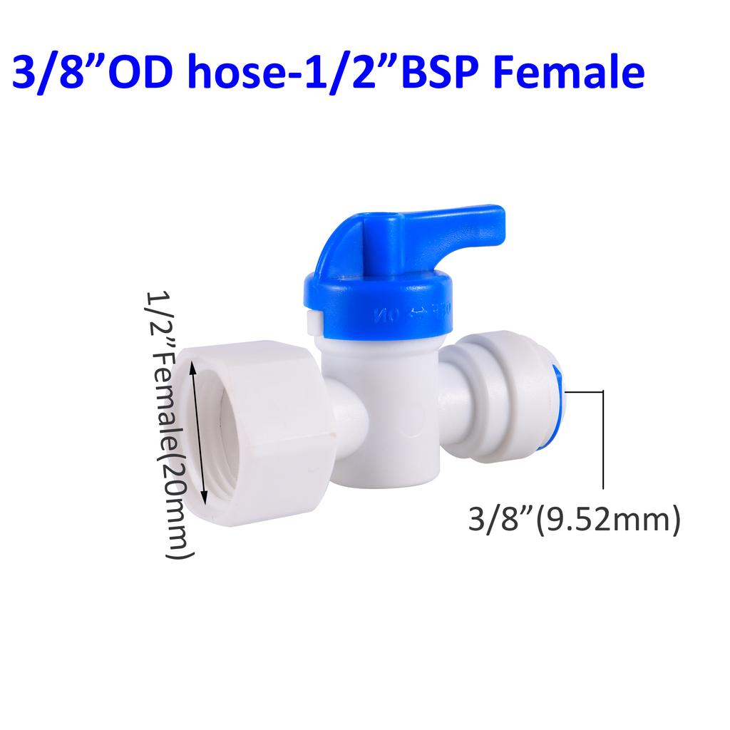 RO Water Straight 1/4" 3/8" OD Hose 1/4"BSP 1/2" Male Thread Quick Connect Fittings Plastic Ball Valve Reverse Osmosis Fitting