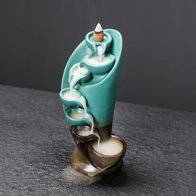1pc,Handmade Torch Design Waterfall Incense Burner Creative Home Decor Incense Holder Portable Ceramic Censer (Without Incense)