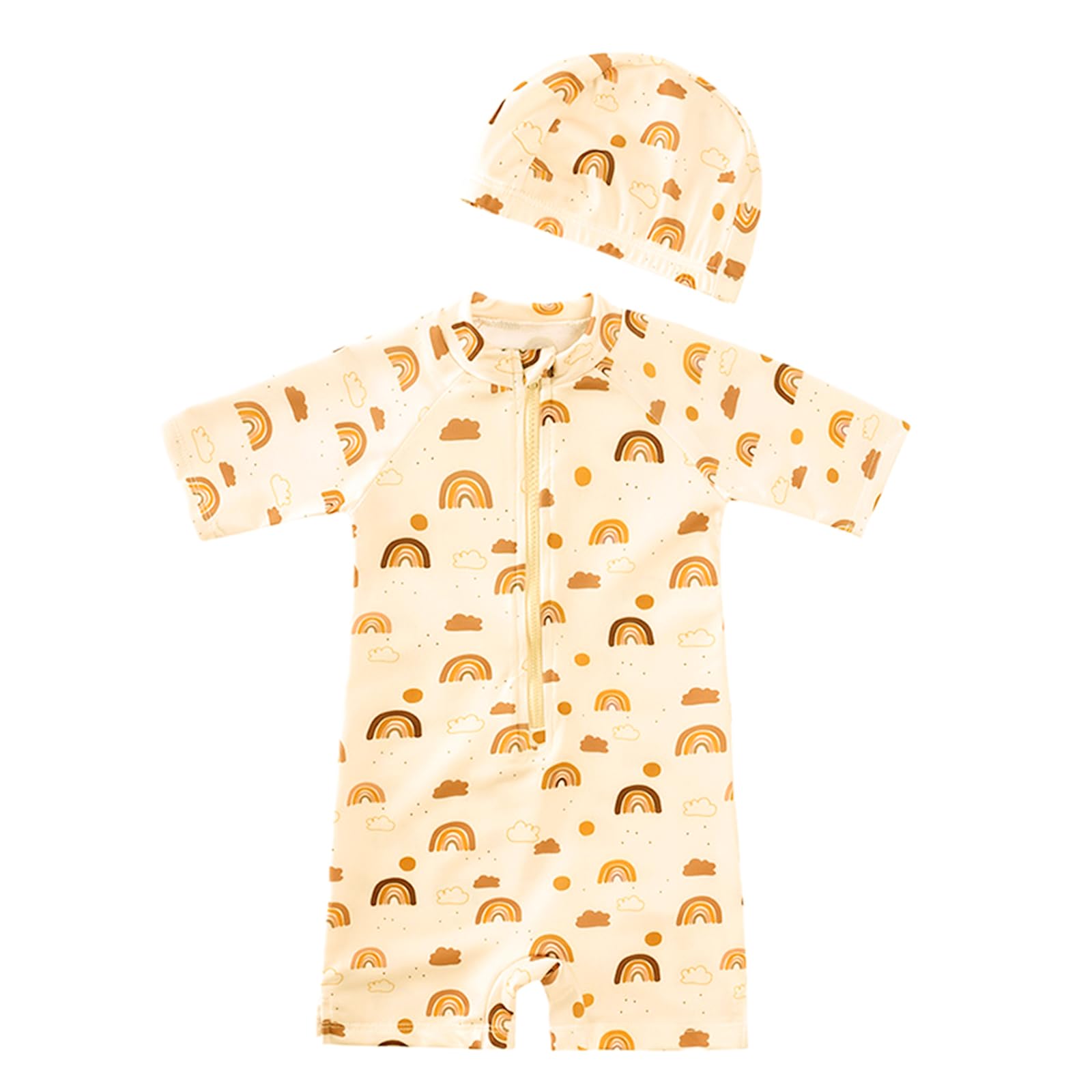 

Детский купальный ромпер Mirachic с размером для мальчиков и шляпой с коротким рукавом и защитой от УФ, 80 см, для девочек, купальник, милый, защита, лето, бассейн, пляж, TN-SWHY-B-80