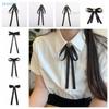 British Korean College Style Handmade Ribbon Black Bowtie Pins Bow Tie For Women's Girl Shirt Collar Flower