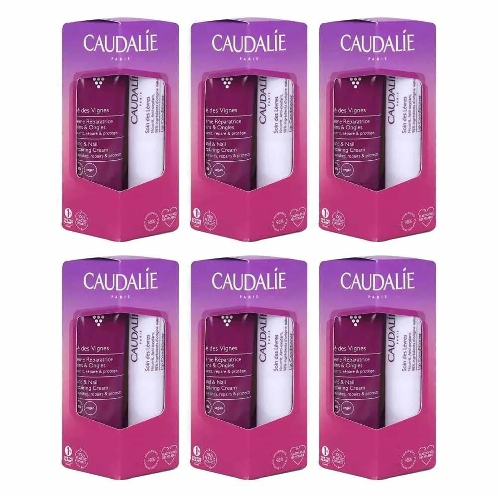 Caudalie Крем для рук и ногтей Thé des Vignes Увлажняющий 30 мл + Уход для губ 4,5 г Набор из 6 шт.