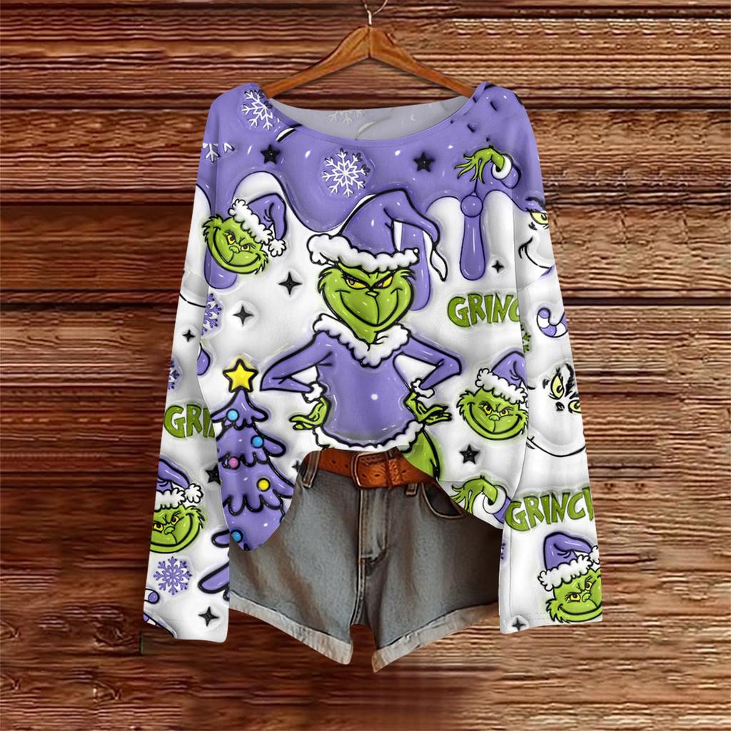 Long Sleeve Shirts For Women Printed Tees Blouses Casual Plus Size Basic Tops Pullover