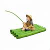 Buoyant Fish Feeder Ornament Ancient Style Old Man On Bamboo Raft Statue Handmade Fisherman