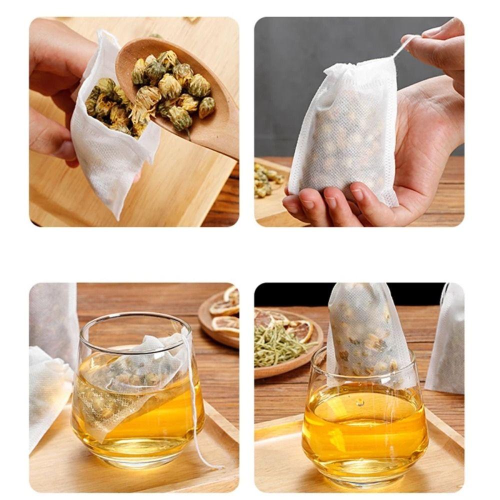 100Pcs Drawstring Disposable Coffee Pouches Non-woven Fabric Tea Infuser Disposable Teabags Kitchen