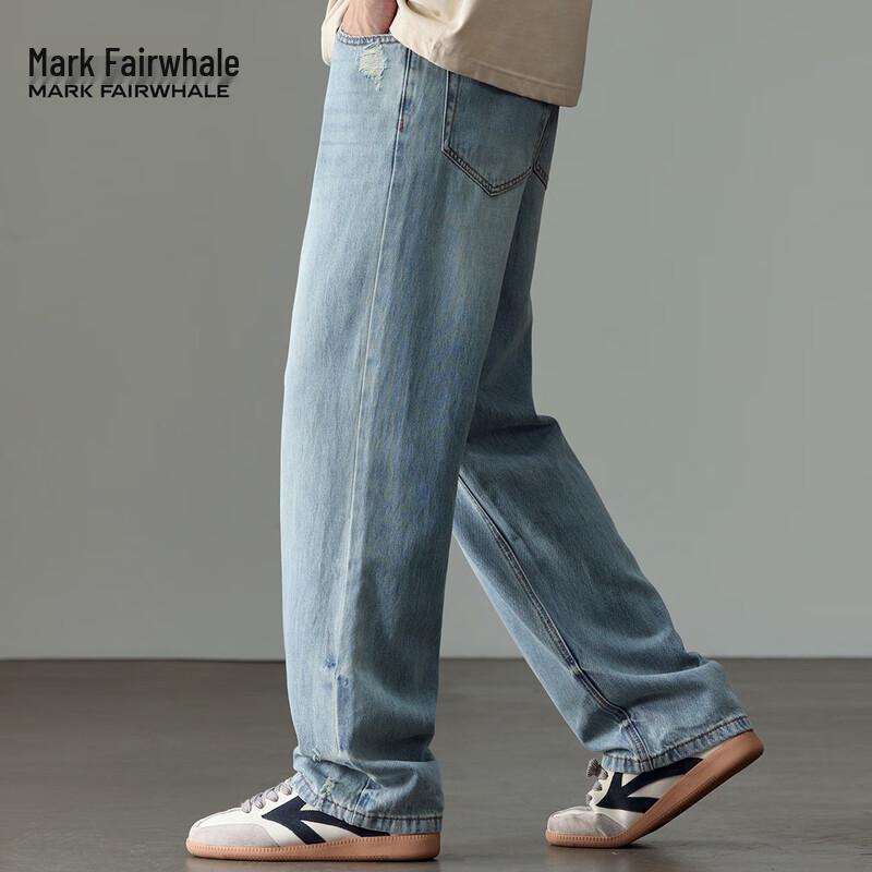 Mark Fairwhale Men's Breathable Tencel Blend Loose Straight-Leg Jeans
