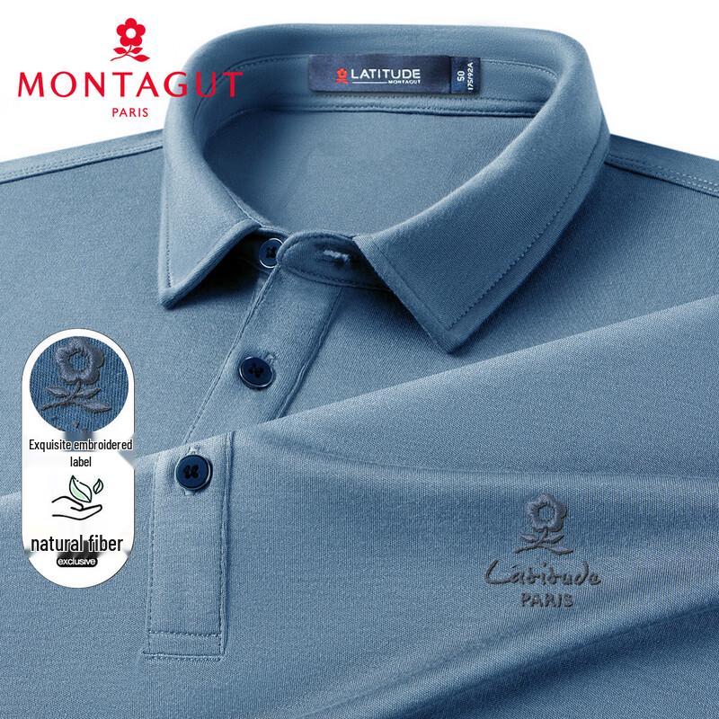 

MONTAGUT Men s Versatile Solid Long Sleeve T-shirt Polo Shirt 50