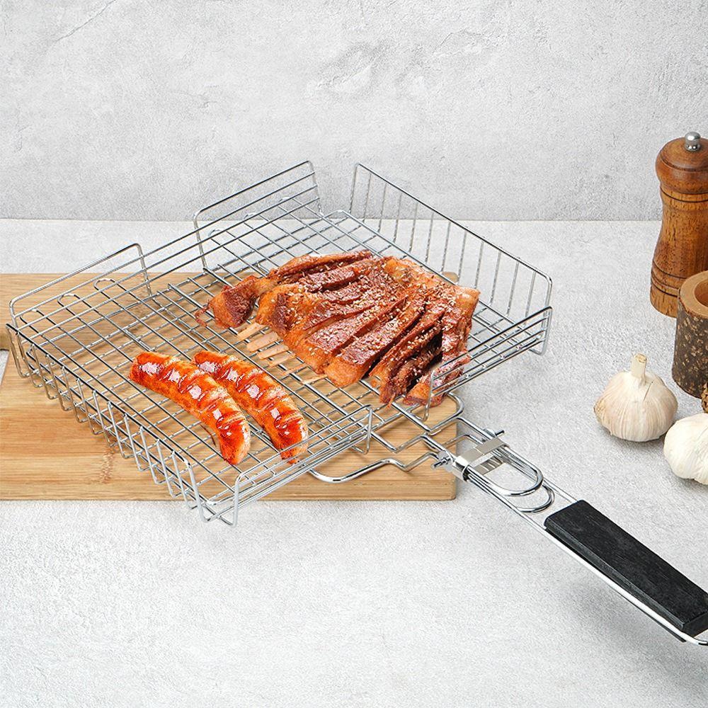 Vikbar fiskgrillkorg Extra stor grillnätmatta BBQ-verktyg Grillställ Utomhus