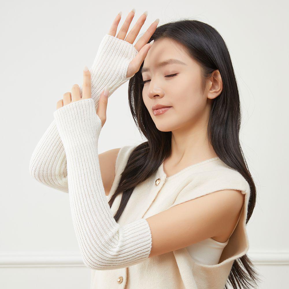 Women's Knitted Wool Long Half-Finger Gloves: Thick Long Arm Sleeves & Warmers for Autumn/Winter