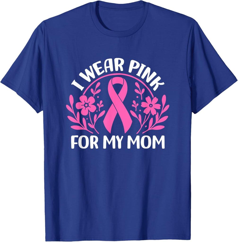 I Wear Pink For My Mom Floral Breast Cancer Unisex T-Shirt