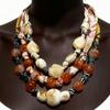 Tendências de personalidade europeias e americanas, simples e modernas, tecido trançado à mão, colar casual geométrico multicamadas com contas