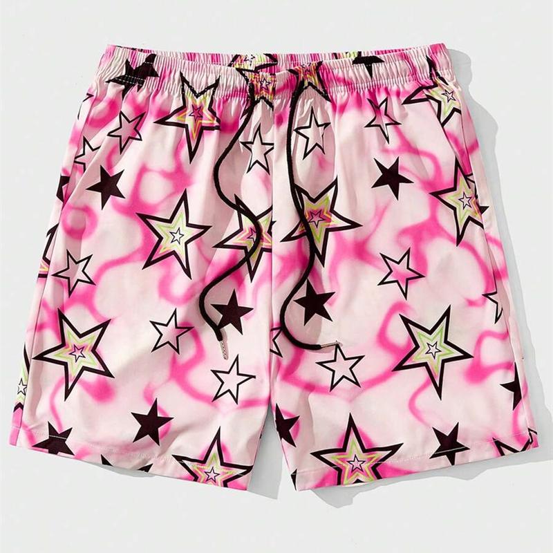 3d Printed Pentagram Pattern Shorts For Men Children Sports Casual Gradient Stripes Beach Shorts Summer Oversized Board Shorts