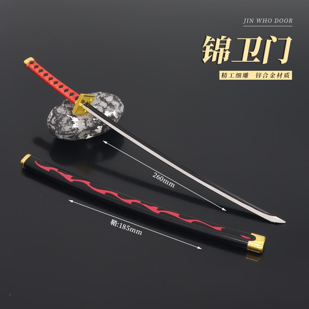26cm Espada Ardiente Kinemon OP Una Hoja Katana Modelo Pieza Periférico Anime Adorno para el Hogar Decoración Juguete para Chico Niño Varón