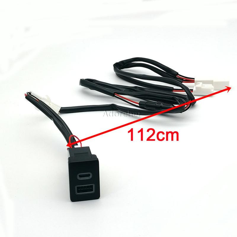 Car Phone Charger Socket QC3.0 USB Type C Charging Power Adapter For Mitsubishi Outlander 13-20 Eclipse Cross Pajero 19-22