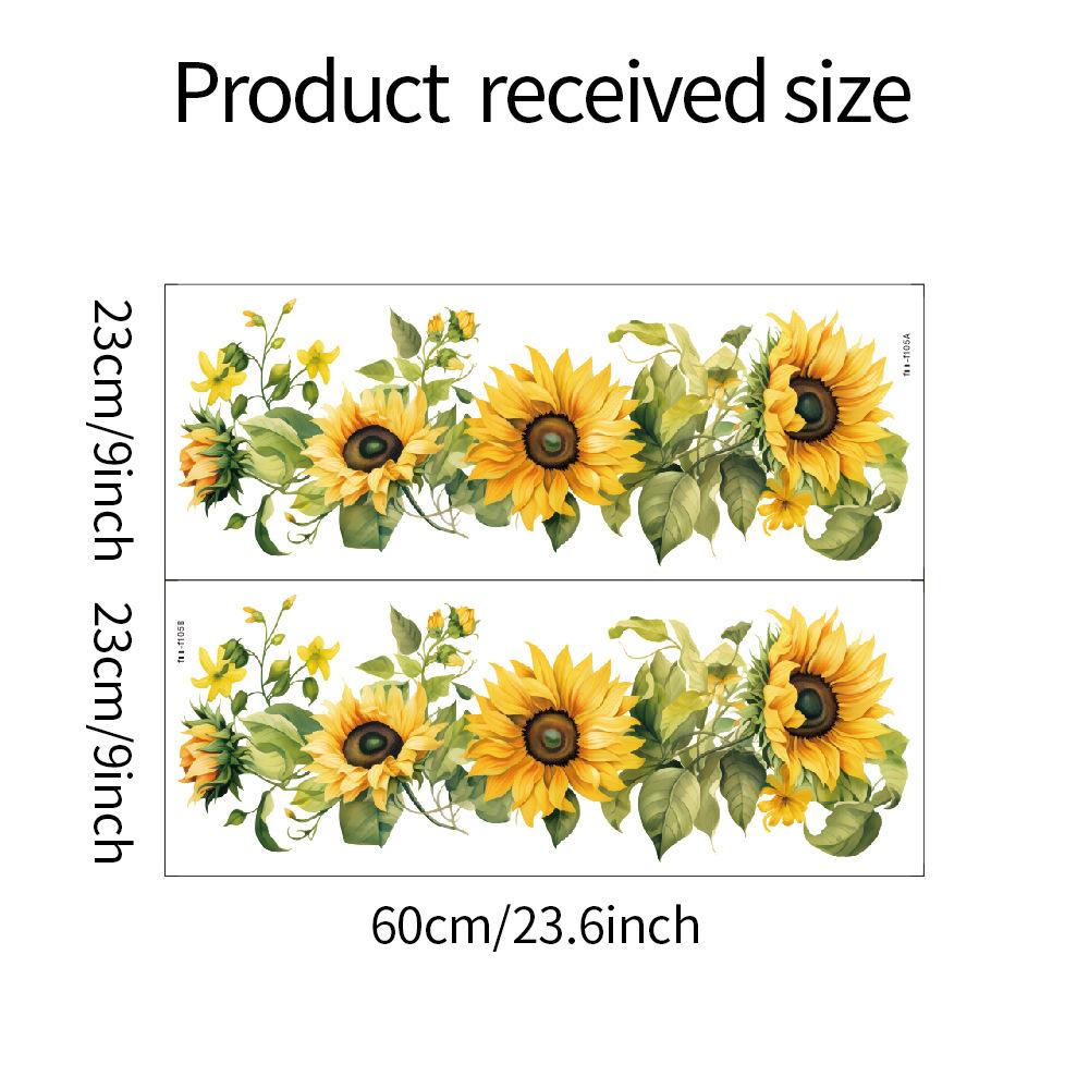 

Нарисованный маленький свежий подсолнух спальня гостиная кухня домашний фон украшение наклейка на стену 23*60CM*2PCS/fun-f105