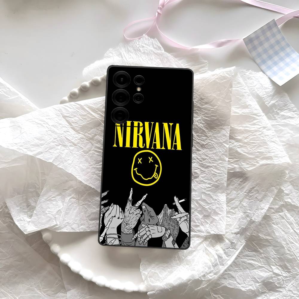 N-Nirvana Rock Band Phone Case For Samsung S 24 Fe 25 Ultra Plus 20 Lite 21 30 22 23 24 22 Ultra 5G Fundas