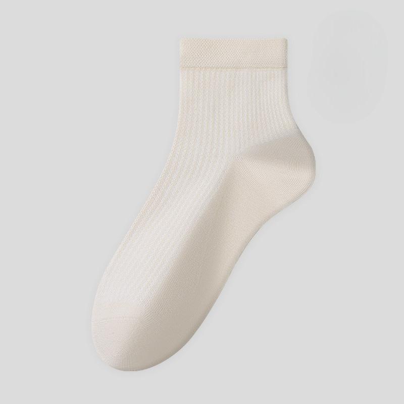 Women's Spring and Summer Thin Breathable Pure Cotton Anti-odor Summer Thin Girls Boneless Mesh Short Socks Mid-calf Socks