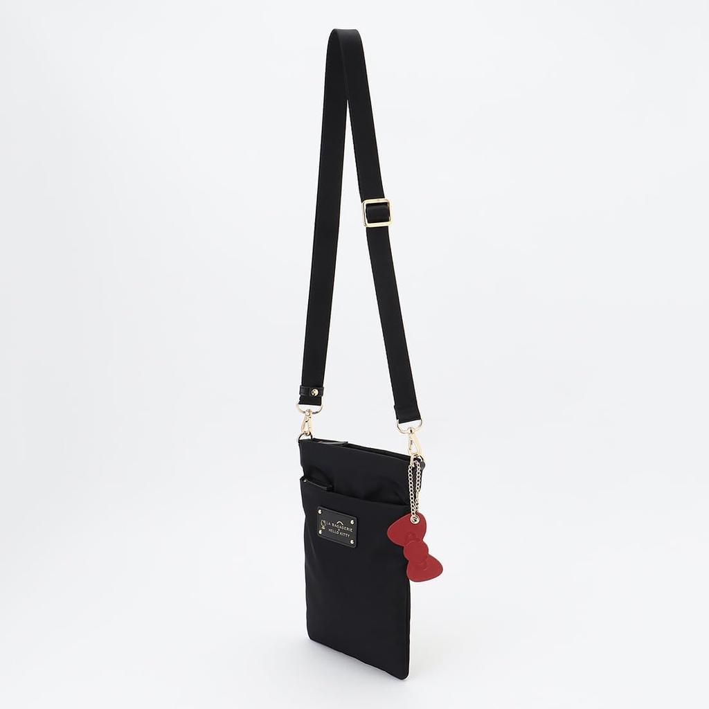 HELLO KITTY Square Pochette with Ribbon Charm B008201 Greige [Labagerie] (26)