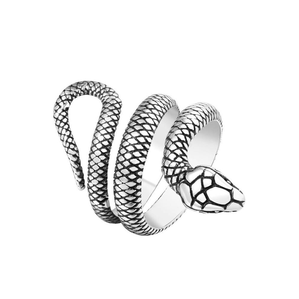 Punk Fashion Stainless Steel Snake Ring For Men Women Vintage Biker Hip Hop Couple Animal Ring Simple Jewelry Gifts