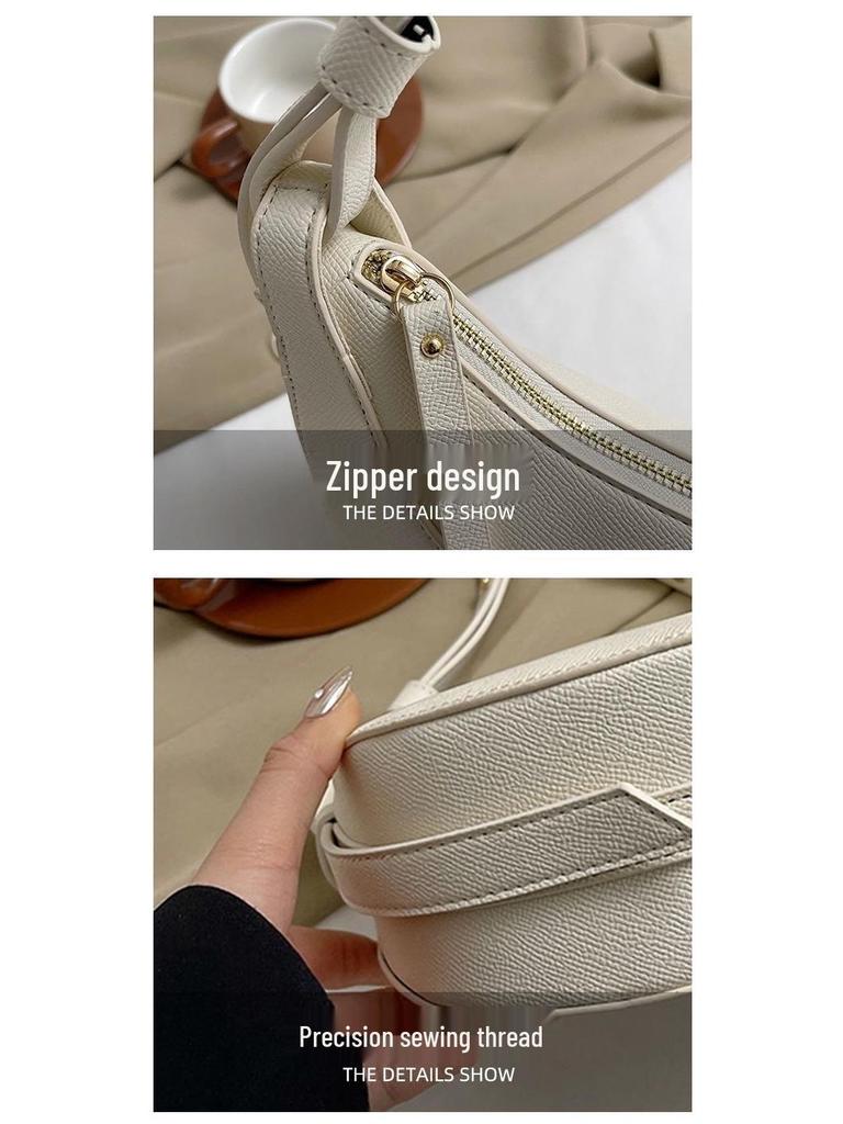 Women's French Niche Half-Moon Saddle Bag - Crescent Underarm and Crossbody, Ideal for Work and Commute