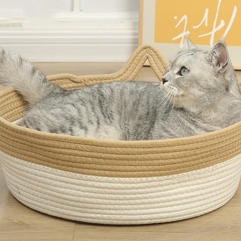 Cats Play Basket Bed Stylish Nest for Small Puppy Kittens Cartoon Kittens Mat Pet Bed Scratch Resistant for Household