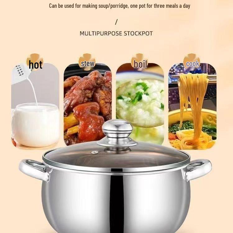 Thickened Stainless Steel Composite Bottom Stew Pot for Camping and Household Use