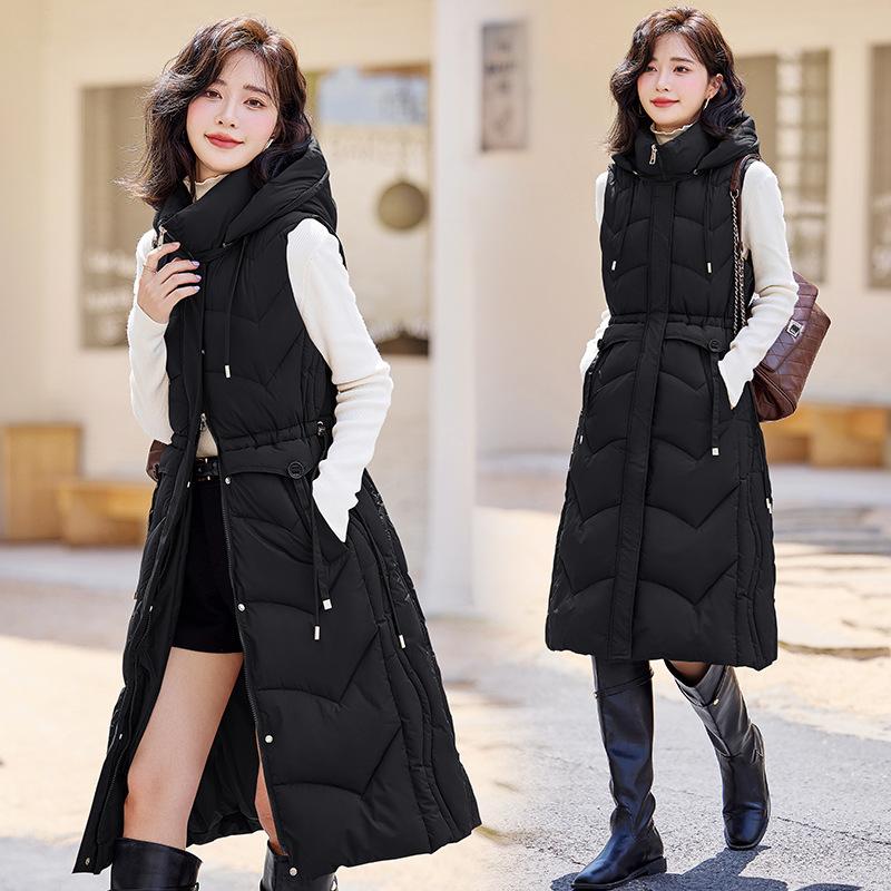 Down Cotton Vest Women`s Long Autumn