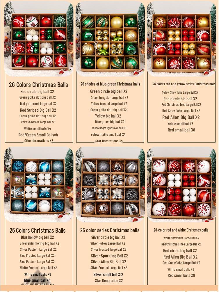 44-Piece Christmas Tree Decoration Set: 6cm Colorful PVC Hanging Balls