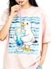 Blue Wave Stripe Seagull Soda Drink Pattern Unisex Oversized TShirt Cotton Casual Summer Short Sleeve Tee Y2K Beach Streetwear