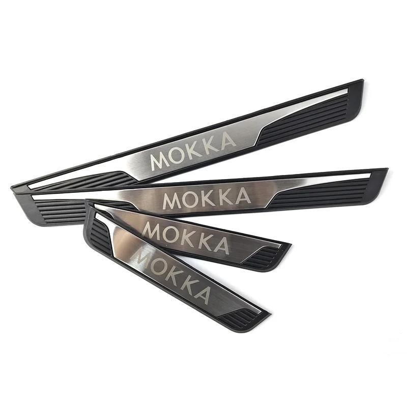 4ks/šarže ABS Nerezová ocel Pro 2012- OPEL MOKKA X J13 Dekorativní kryt prahových lišt dveří Vítejte Scuff Plate