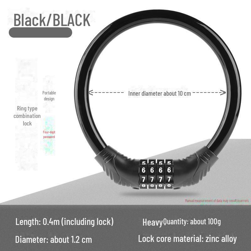 Universal Bike Lock: Anti-Theft Password Lock for Mountain Bikes & E-Bikes, Leather Ring, Portable Thick Cable Lock, Durable & Secure.