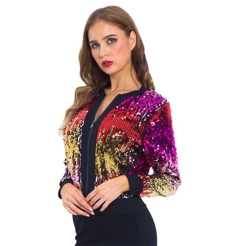 Women's Sequin Gradient Sweater Jacket for Autumn and Winter