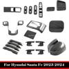 For Hyundai Santa Fe SantaFe 2024 ABS Carbonfiber Look Accessories Window Rise Swtich Front Rear Air Condtions Outlet Cover