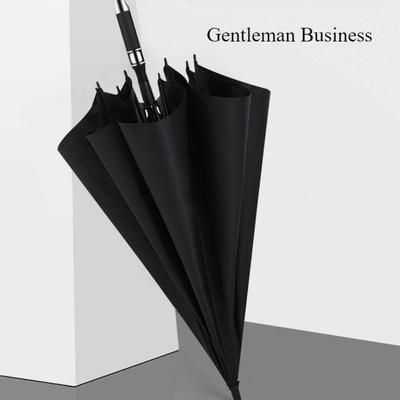 Uzun Otomatik Şemsiye Güçlü Rüzgara Dayanıklı UV Koruması İş Siyah Kauçuk Taşınabilir Kılıflı Dış Mekan Düz Saplı Şemsiye