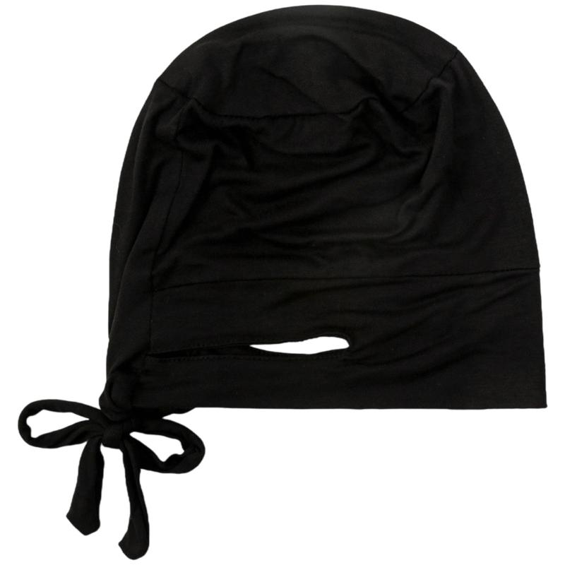 

Practical Stretch Hijab Scarf For Active Women Adjustable Ear Straps Moisture Wicking Lightweight Head Cover чорний