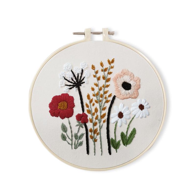 Embroidery Kit For  Beginners Cross  Stitch Diy Stamped Embroidery with Floral Pattern Embroidery
