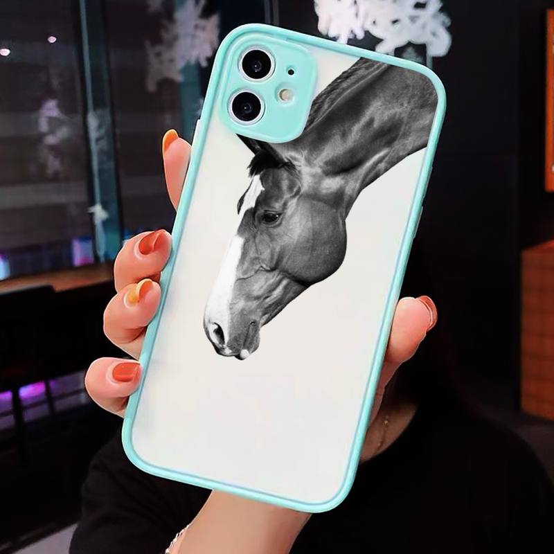 Horse Art Cartoon Design Pattern Phone Case Matte Transparent  For Iphone 7 8 11 12 Plus Mini X Xs Xr Pro Max Cover