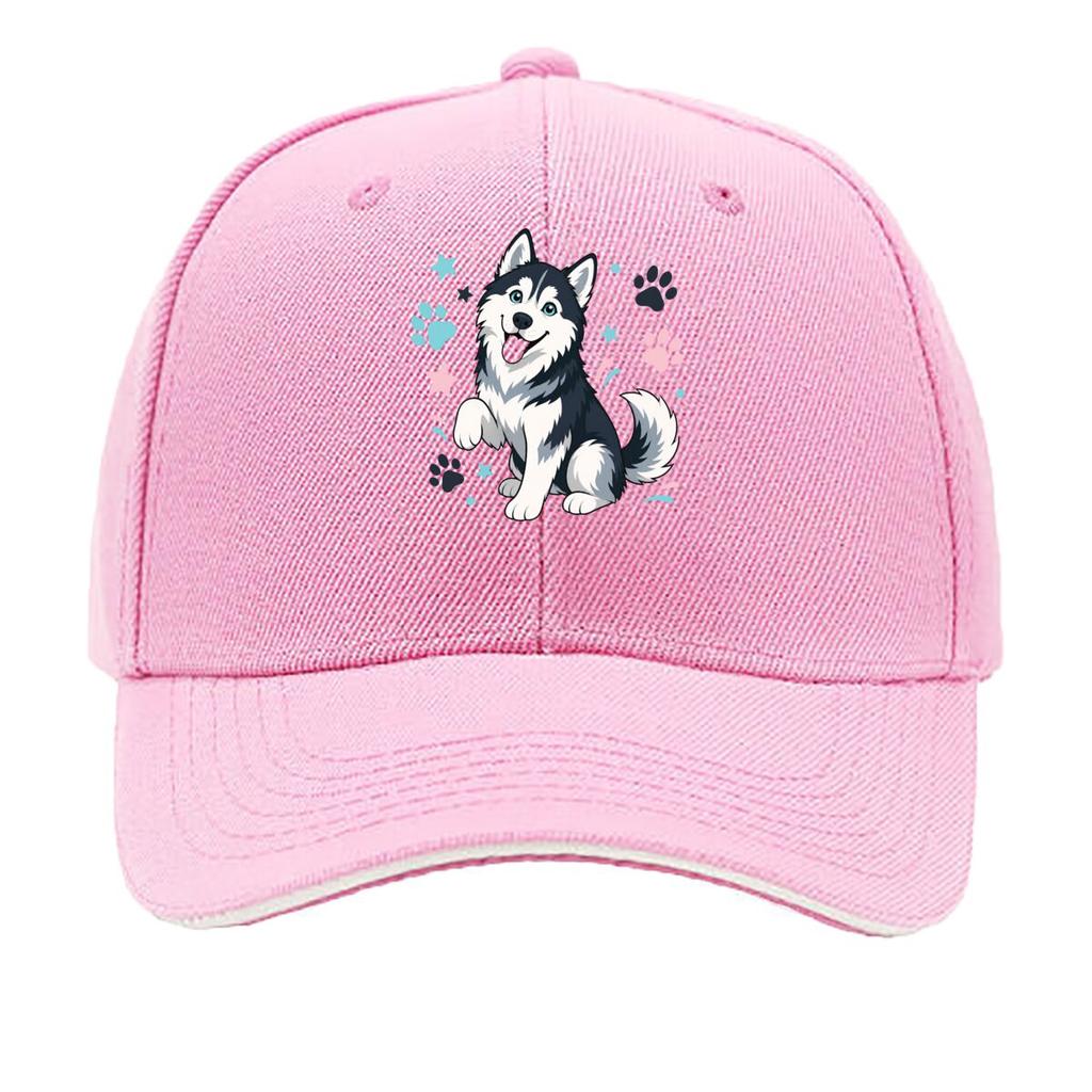 Playful Husky Smiling Pet Illustrati Hip Hop hat Fashion Outdoor Sports Sandwich Baseball Cap
